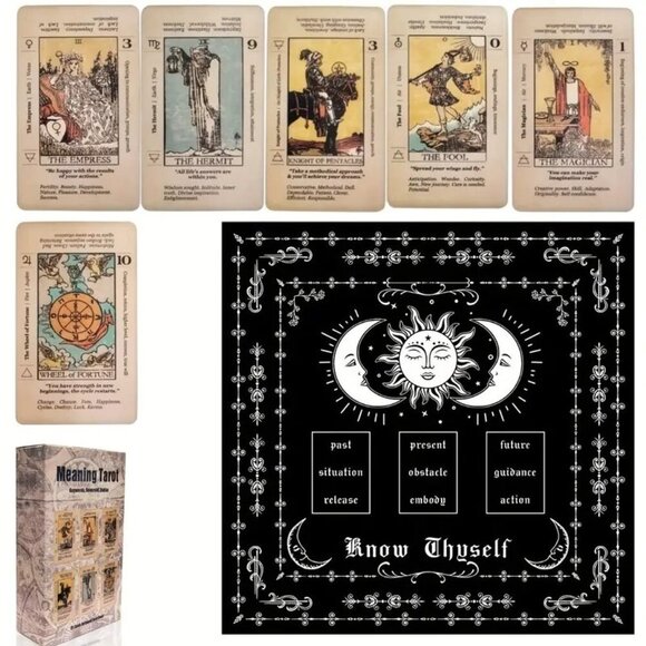 Tarot Card Deck Set 78 Cards with Guidebook & Tablecloth Know Thyself Layout NEW - Picture 3 of 5